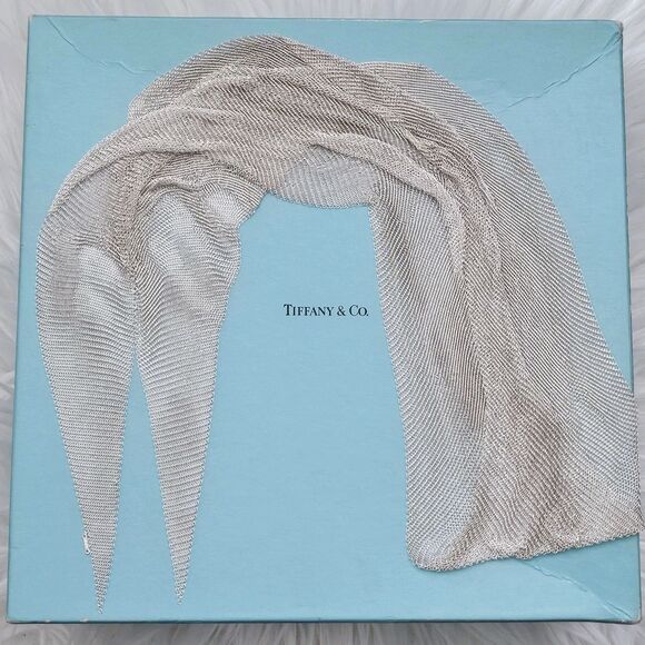 $6000++ Tiffany & Co. Elsa Peretti Mesh Scarf Sterling Silver Necklace 41 in. - Picture 3 of 9